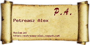 Petreasz Alex névjegykártya